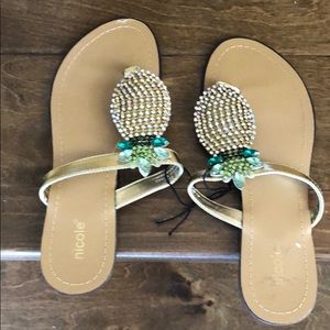 Pineapple rhinestone sandals